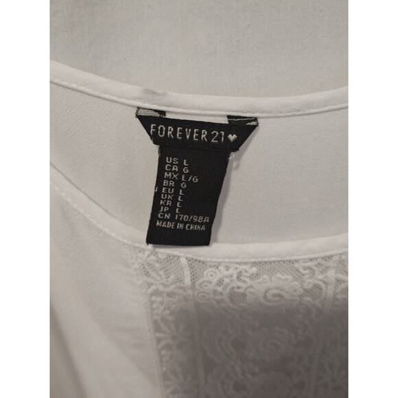 Forever21 White Babydoll L Cami Lace Ruffle Y2K Festival Boho Beach Fairycore‎ - Picture 4 of 7